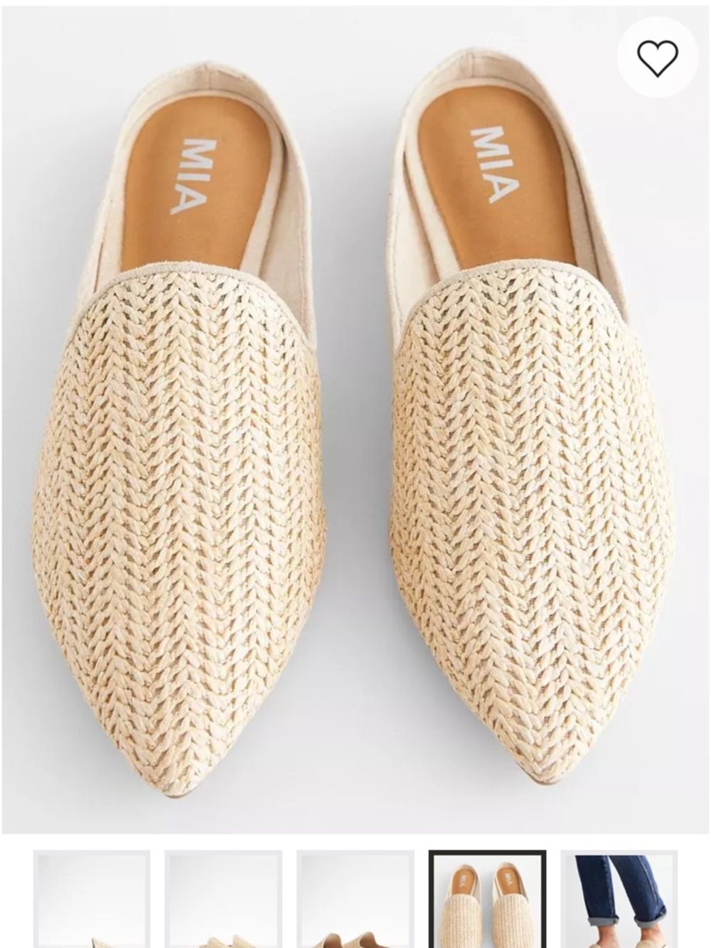 MIA Natural Raffia Pointed Mules - Picture 9 of 10